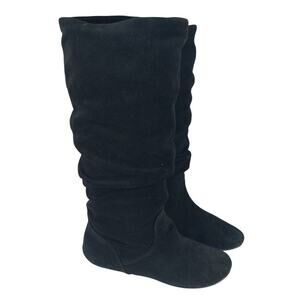 STEVE MADDEN! NO HEEL BLACK GENUINE SUEDE LEATHER SLOUCHY BOHO BOOTS! SZ 6M